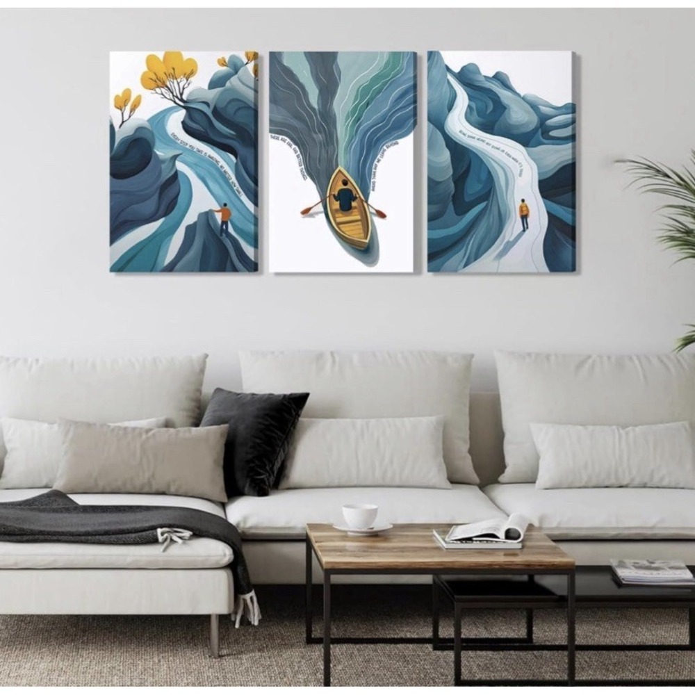 3 Panel Canvas Wall Art Set 24x15.5 Modern Abstract Motivational Wall Decor